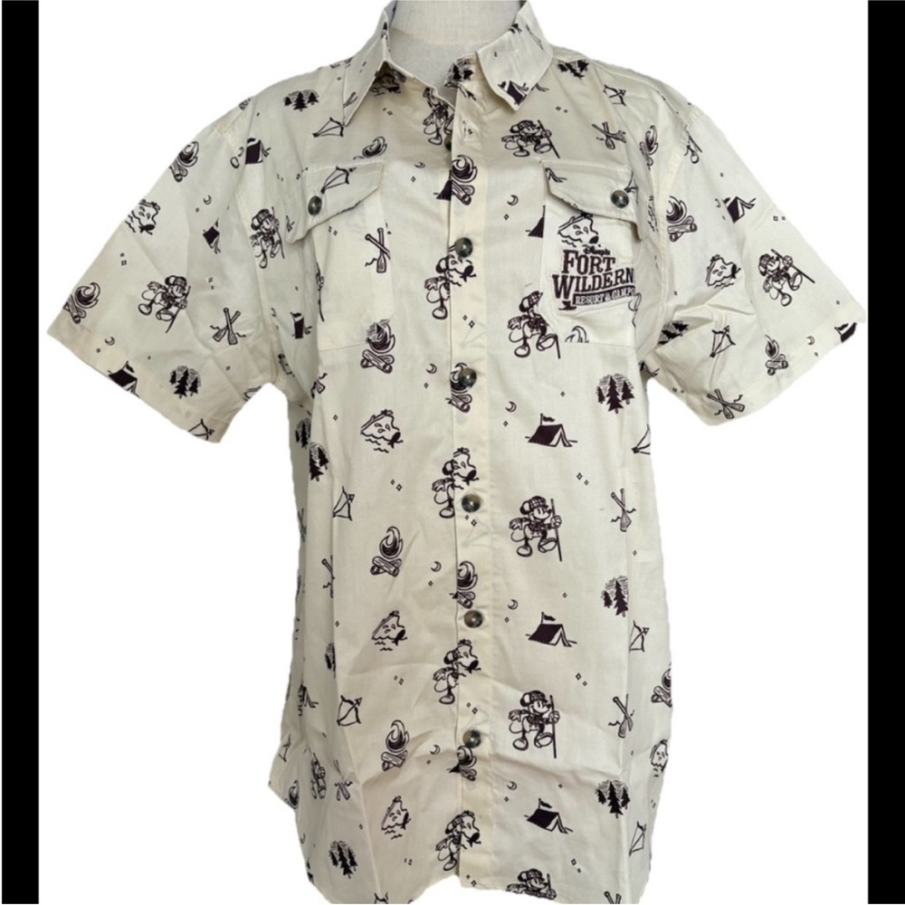 Disney Fort Wilderness Resort & Campground XXL Mickey Mouse Button Shirt